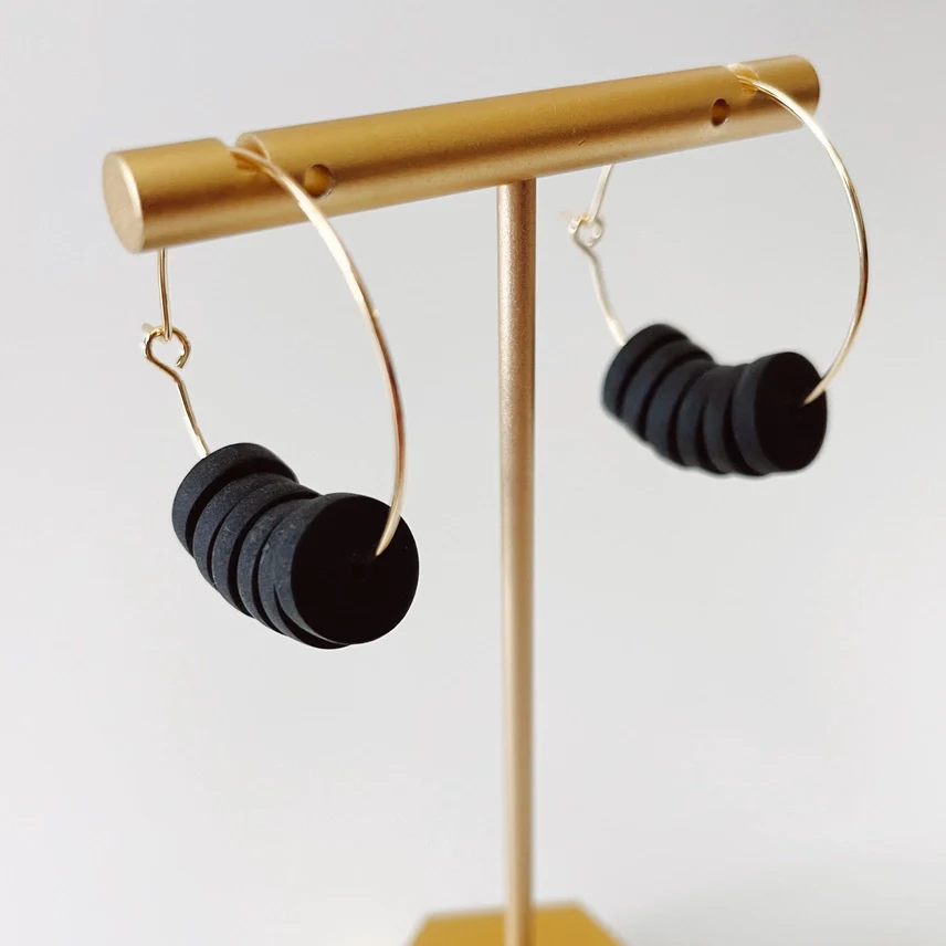 Beaded Hoop Polymer Clay Earrings - Image 2